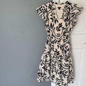 Ann Taylor Cream Dress with Black Floral Print